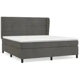 vidaXL Boxspringbett mit Matratze Dunkelgrau 160x200 cm Samt