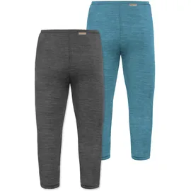 normani Outdoor Sports Normani, Outdoor Sports 2er Pack Baby Merino Unterhose mit Füßen in Blau/Anthrazit | Gr.: 80