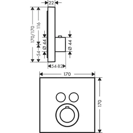 Hansgrohe ShowerSelect Duschthermostat eckig für 2 Verbraucher Mattschwarz 36715670