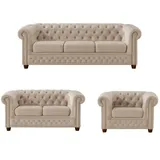 S-Style Chesterfield Polstergarnitur 3+2+1 Cleo Blink ¦ beige ¦ Maße (cm): B: 203 H: 72