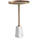 KADIMA DESIGN Beistelltisch Gold Metall Rund,Rund, Säule, 34x58x34 cm Wohnzimmer, Wohnzimmertische, Beistelltische