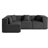 Lisa Design Arty - modulares Ecksofa links 5-Sitzer - Cord , Dunkelgrau - Dunkelgrau