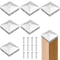 Pfostenkappe,6 Stück Pfostenkappen 7x7cm,Zaunpfosten Kappen,Zaunkappe Zierkappe,Pfostenabdeckung aus Metall,Zaunpfahlkappe mit Schrauben,Zaunkappen Quadratisch,für Holzpfosten Terrassenpfeiler