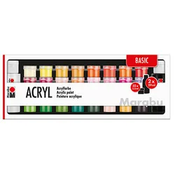 35 Marabu Basic Acrylfarben farbsortiert 32 x 3,5 und 2 x 59,0 ml