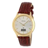 MARQUIS Herren Funkuhr Armbanduhr Braunes Leder, deutsches Funkwerk 6002-220