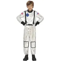 FIESTAS GUIRCA Offizielles Silbernes NASA Astronaut Kostüm Kinder Jungen – Astronautenanzug Fasching – Karneval Kinder Kostüm Astronaut Raumfahrer 3-4 Jahre