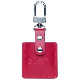 musegear Schlüsselfinder mit Bluetooth App aus Deutschland in Bordeaux roter Leder-Tasche I Finder hellblau I Für iOS & Android I Schlüssel Finden