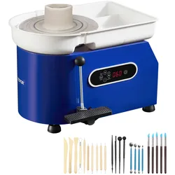 VEVOR Töpferscheibe Keramik Rad Maschine 450 W, Elektrische Töpferscheibe Maschine 28 cm 300 U/min Töpferscheibenmaschine, mit Pedal & Schürze Formmaschine, Geeignet für Anfänger, Enthusiasten