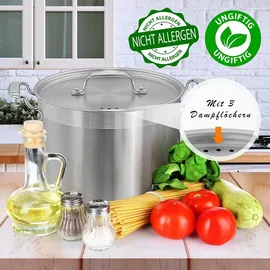 NutriChef 8 Liter Edelstahl-Topf - 18/8 Lebensmittelqualität Schwerer Großer Suppentopf für Eintöpfe, Suppen, Inklusive Deckel, Spülmaschinenfest, Geeignet für Induktion, Keramik & Halogenkochfelder