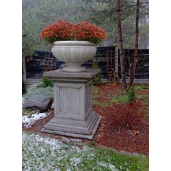 Casa Padrino Barock Gartendeko Sockel Grau 70 x 70 x H. 125 cm - Garten Dekoration im Barockstil - Massiv und Schwer - 800kg