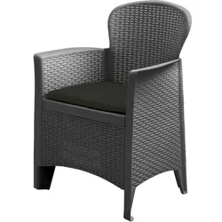 PROGARDEN Gartenmöbel-Set Sitzgruppe Lounge Gartenset Gartenstuhl Gartentisch Rattan-Look 3tlg. Anthrazit