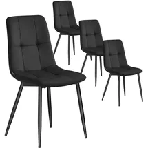 VASAGLE Esszimmerstuhl Samt tintenschwarz 4er Set