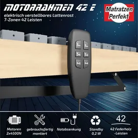 Matratzen Perfekt elektrischer Lattenrost 80x200 cm – 42 Leisten, 7 Zonen, Notabsenkung, Geräuschloser Betrieb