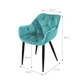 ML-Design 6er Set Petrol, Küchenstuhl mit dickem Samtstoff