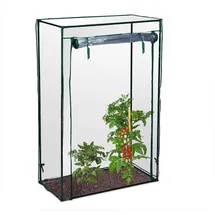 Relaxdays Tomatengewächshaus PVC 1 x 0,5 x 1,5 m dunkelgrün 3 St.