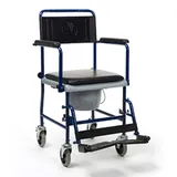 Vermeiren Toilettenstuhl 139E fahrbar mit abklappbaren Armlehnen und Beinstützen blau