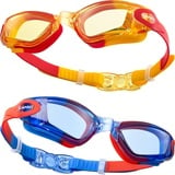 CAPAS Schwimmbrille Kinder, 2er Pack Wasserdicht Anti-Beschlag Anti-UV Wasser Pool Schwimmen Klasse Brillen für Jungen Mädchen von 4–12 Jahren (Sprinkles Rainbow Series #07)