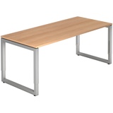 HAMMERBACHER RS19 höhenverstellbarer Schreibtisch eiche rechteckig, O-Fuß-Gestell silber 180,0 x 80,0 cm