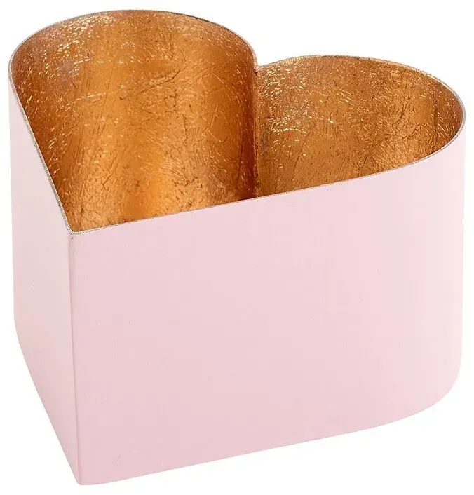 Madras Windlicht M Herz rosa/gold