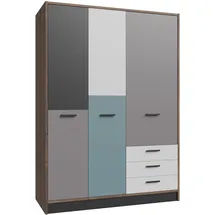 Forte Carryhome Kleiderschrank, Grau, Grün, Schwarz, Weiß, Eiche, Kunststoff, 3 Schubladen, 144x200x60 cm, Beimöbel erhältlich, in verschiedenen Holzdekoren erhältlich, Kinder- & Jugendzimmer, Kindermöbel, Kinderkleiderschränke