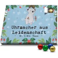 Mr. & Mrs. Panda Schoko Adventskalender Uhrmacher Leidenschaft - Blau Pastell - Geschenk, Ausbildung, Kollegin, Beruf, Danke, Schokoladen Adventska... - Blau