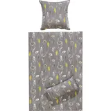 REDBEST Bettwäsche Single-Jersey grau-gelb-weiß Größe 1x 135x200 cm + 40x80 cm