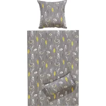 REDBEST Bettwäsche Single-Jersey grau-gelb-weiß Größe 1x 135x200 cm + 40x80 cm