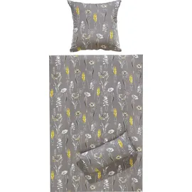 REDBEST Bettwäsche Single-Jersey grau-gelb-weiß Größe 1x 135x200 cm + 40x80 cm