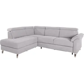 sit&more Ecksofa SIT & MORE "Arngast L-Form", silber, B:245cm H:84cm T:194cm, Sofas, Ecksofa, inklusive Kopfteilverstellung und Federkern