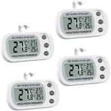 Kühlschrank Thermometer,4Stk Wasserdicht Digital Gefrierschrank Thermometer,Zimmerthermometer mit Haken Magnetisch,LCD Display lesen,Max Min Rekord Funktion,für Hause,Bars,Cafés,Kühlschrank,Gewächshau