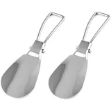 Lantelme Schuhlöffel 2 Stück Edelstahl klappbar 13cm flach und klein Schuhanzieher Metall (2-tlg), Metall Schuhanziehhilfe mini für Zuhause und auf Reise silberfarben