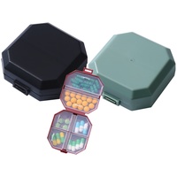 Koomuao Pillendose Klein, Tablettenbox 6 Fächer Reise-Pillendose,tragbarer Mini für Tasche, Geldbörse, tragbarer Medizin-Vitamin-Behälter (Schwarz+Grün)