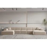 Fun Möbel Wohnlandschaft U-Form CELES PREMIUM XL, in Stoff Opera Velvet Sand