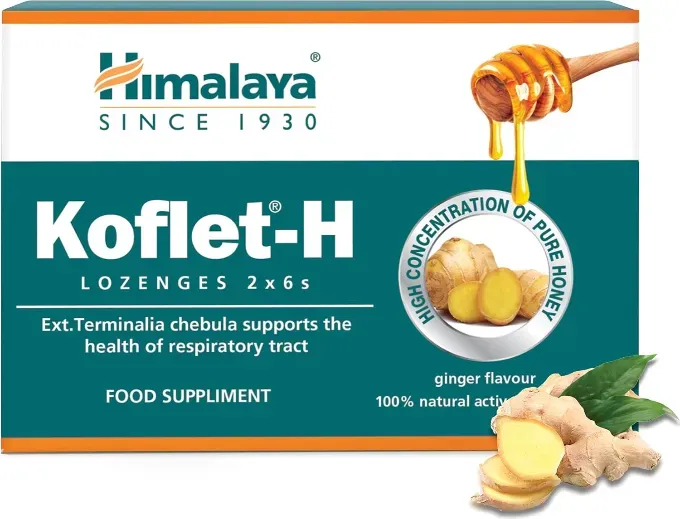 Himalayan Herbal Koflet-H Ingwer-Geschmack-Halsbonbons - Beruhigt schmerzenden Hals - 12 Bonbons