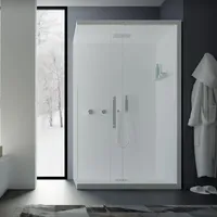 Piùesse SIMPLY - Komplettdusche 90x90x222,5 cm (nur mit Doppeltür) Steinweiß (PV Tech)