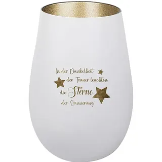 der-porzellan-laden Windlicht In der Dunkelheit der Trauer leuchten Glas Weiß/Gold
