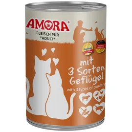 Amora Fleisch Pur 3 Sorten Geflügel 12 x 400 g