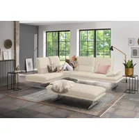 Ecksofa W.SCHILLIG "broadway, Designsofa, mit tollem Sitzkomfort, L-Form", grau (eisgrau z59), B:284cm H:94cm T:224cm, Longlife Xtra-Leder Z59: Glattleder mit modischer Prägung. Hautstärke 0, 9 - 1, 1 mm, Sofas, Sitztiefenverstellung, Kopfteil- & Seitenteilverstellung, Breite 284cm