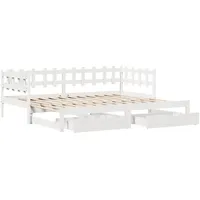 VidaXL Tagesbett Ausziehbar mit Schubladen ohne Matratze Weiß 90x190cm