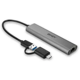 Lindy 43379 USB 3.2 Gen 1 Hub & Gigabit Ethernet Converter