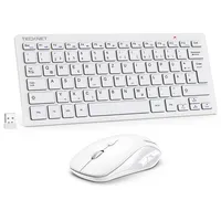 TECKNET Kabelloses Tastatur Maus Set, Deutsch QWERTZ Layout, 2.4 GHz Funk Mini Tastatur Mouse, 15m Reichweite Wireless Verbindung, Wireless Leise Funktastatur mit Maus für PC/Laptop/Smart TV, Weiß