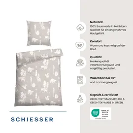 SCHIESSER Nordic Winterprint Greige 135 x 200 cm + 80 x 80 cm