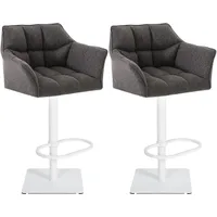 CLP 2er Set Barhocker Damaso Stoff weiß/titangrau