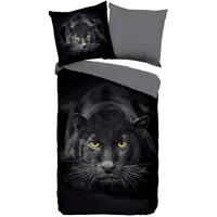 Muller Textil Pure Renforcé Bettwäsche Panter Schwarz 135 x 200 cm + 80 x 80 cm