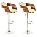 CLP 2er Set Barhocker Kingston Kunstleder walnuss/creme