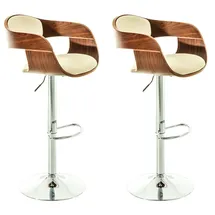 CLP 2er Set Barhocker Kingston Kunstleder walnuss/creme
