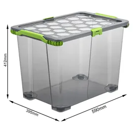 Rotho Evo Total Aufbewahrungsbox 59,0 x 39,5 x 41,2 cm 3-tlg. grau/transparent