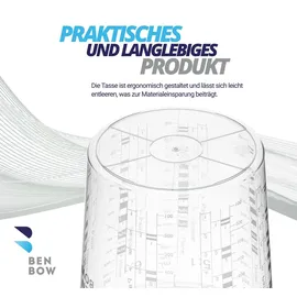 Benbow Profi-Messbecher mit Deckel 25x 1370ml mit vielfältiger Skalierung - Becher mit Skala, Lackmischbecher, Meßbecher, Lackbecher