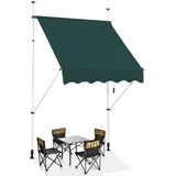 COSTWAY Klemmmarkise 150 cm breit, Balkonmarkise ohne Bohren, UV-beständig, höhenverstellbar, wasserabweisend, Markise mit Handkurbel, Sonnenmarkise, Sonnenschutz für Balkon (Grün)