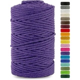 Netuno 1x Makramee-Garn Violett 3 mm 100 m Baumwollkordel mit Baumwollkern Bastel-Garn Makramee Naturbaumwolle Baumwollgarn Bastelschnur Baumwollschnur Kordel Makramee farbig Macrame Cotton Cord